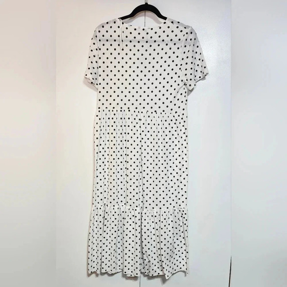 Zara Basics White Polka Dot Midi Dress – Size Small, Classic Fit & Flare - Picture 3 of 8